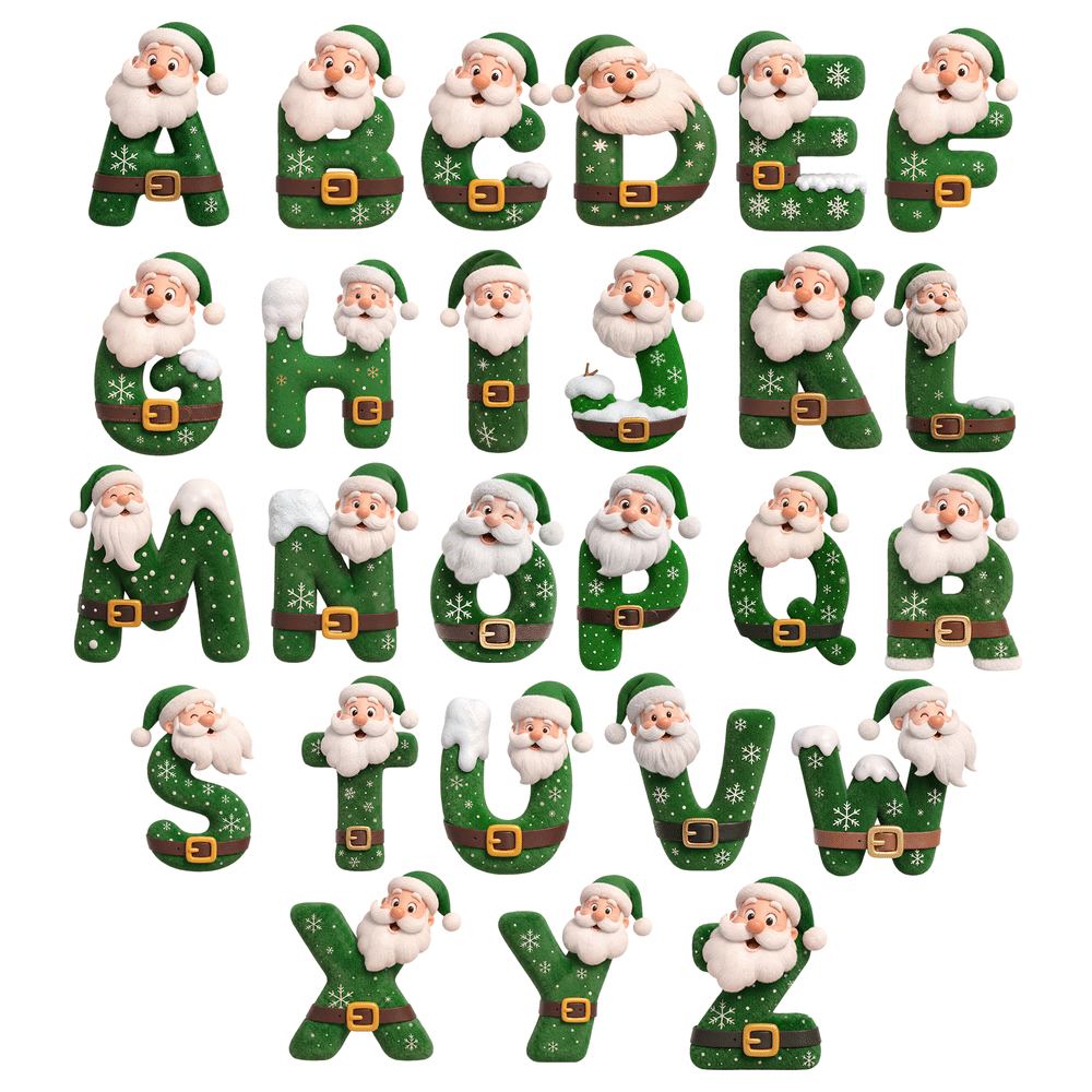 Personalised Santa Claus Initial Waterproof Square Round Stickers Labels with Name Gift Decor Christmas Party Gift for Kids Friends 10