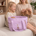 Borsa tote in velluto a coste personalizzata con iniziale floreale e ampia capienza, con nome: regalo di uso quotidiano, per compleanni e Natale, per donne appassionate di uncinetto 4