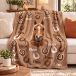 Personalized Paw Print Horseshoe Pet Photo Soft Throw Blanket with Name Home Decor Birthday Christmas Gift for Pet Lovers Owners Friends 2