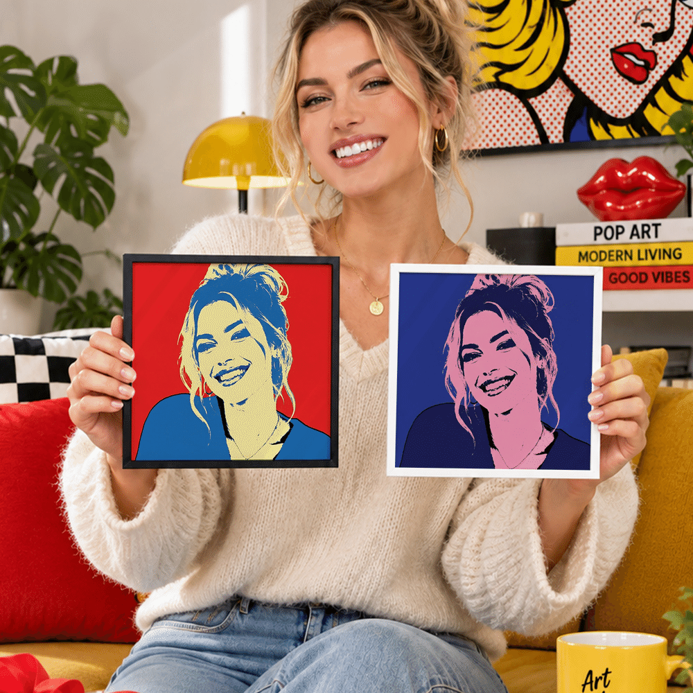 Personalized Pop Art Style Photo Four-Panel Canvas Wall Displays Canvas Set Home Decor Birthday Housewarming Gift for Family Friends 3