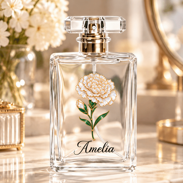 Personalized Birth Flower Refillable Perfume Bottle with Name Anniversary Birthday Wedding Gift for Woman Bride Bridesmaid