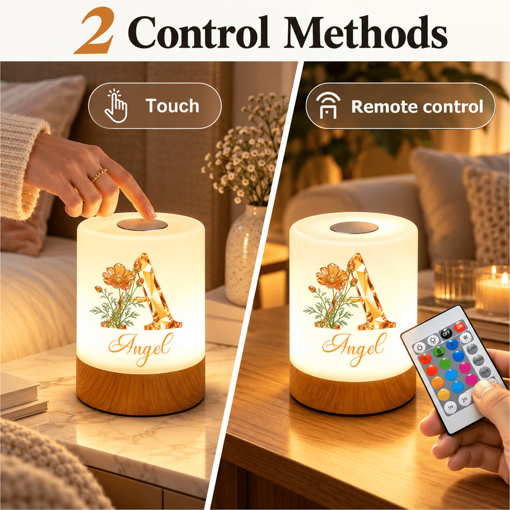 Veilleuse rechargeable personnalisée avec effet diamant, représentant la fleur de naissance, à commande tactile, avec prénom – Décoration de chambre, cadeau d'anniversaire pour enfants et femmes 6