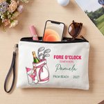 Personalised Fore O'Clock Somewhere Golf Cosmetic Bag with Name Place and Year Golf Club Anniversary Birthday Gift for Women Golf Lovers 1