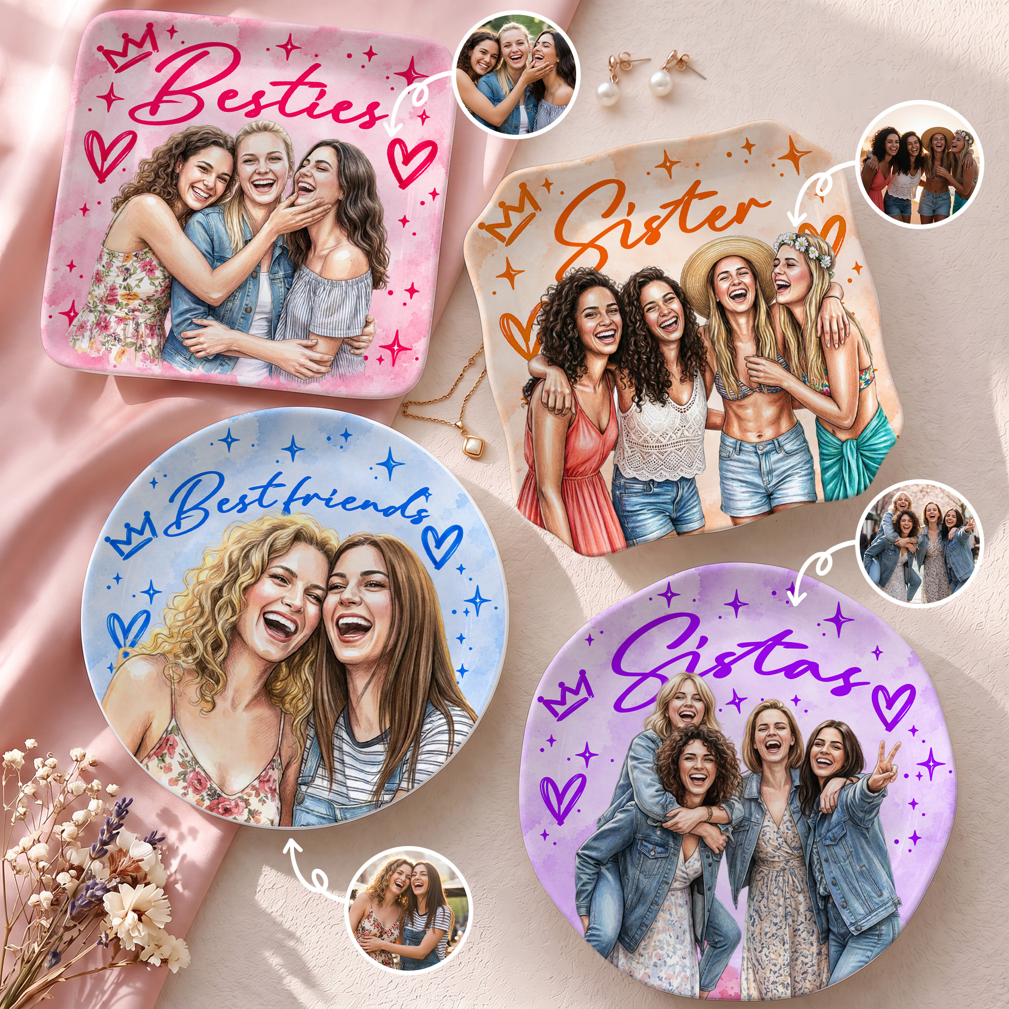 Callie Personalisierte Keramikschale mit Aquarell-Porträt der besten unisex