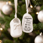 Personalised 3D Printed  Baby Shoe Ornament with Name Surname and Date Baby's First Christmas Holiday Gift for Newborns New Parents 1