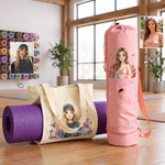 Personalized Birth Flower & Cartoon Character Photo Large Capacity Yoga Mat Bag with Name Yoga Exercise Birthday Gift for Pilates Yoga Lovers 2