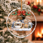 Personalized Our First Christmas House Photo Acrylic Glass Ornament with Name and Year Tree Decoration Christmas Gift for Family 5