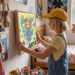 Personalisierte Q-Version-Cartoon-Leinwanddrucke mit Kinderfiguren und Namen – Wohnaccessoire und Geburtstagsgeschenk für frischgebackene Eltern 6