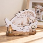 Personalised Angel Wings Paw Print Floral Pet Photo Wooden Plaque with Name and Date Home Decor Memorial Sympathy Gift for Pet Lovers Owners 1
