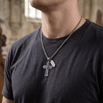 Collar personalizado de plata de ley con cruz, piedra natal y nombre: joya delicada para el día a día, regalo de cumpleaños para el marido, el padre u otro hombre 6