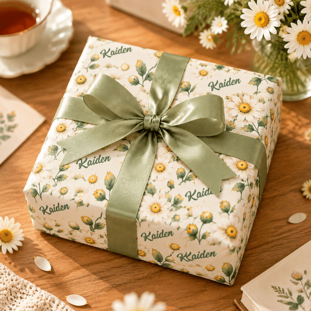 Papel de regalo personalizado con la flor del mes de nacimiento y el nombre: regalo para cumpleaños, Navidad y fiestas, ideal para familiares y amigos 4