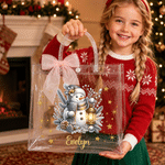 Personalized Christmas Snowman Clear Gift Bag with Name Daily Use Christmas Party Gift for Kids 4