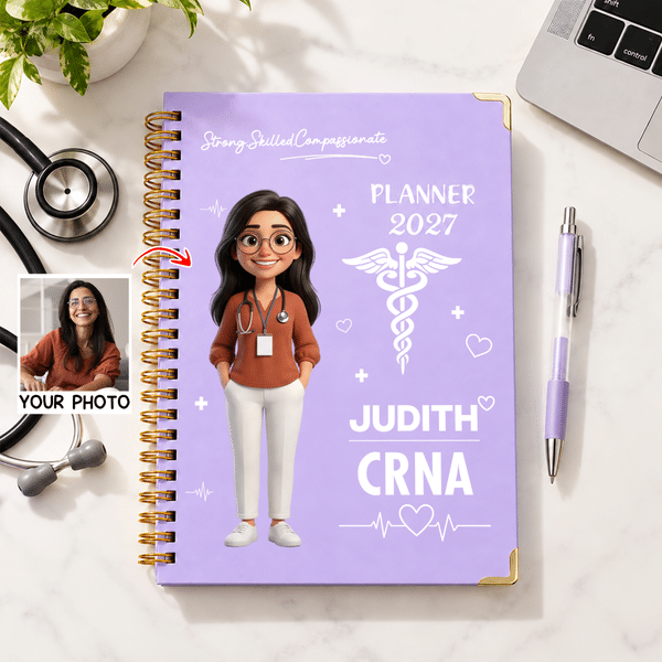 Personalized 3D-Effect Artwork Cartoon Medical Staff 2027 Planner A5 Notebook with Name and Occupation Daily Use Birthday Gift for Medical Staff