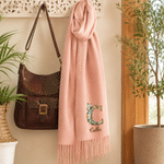 Personalised Floral Art Butterfly Initial Design Soft Warm Scarf with Name and Tassel Winter Accessory Christmas Gift for Woman 8