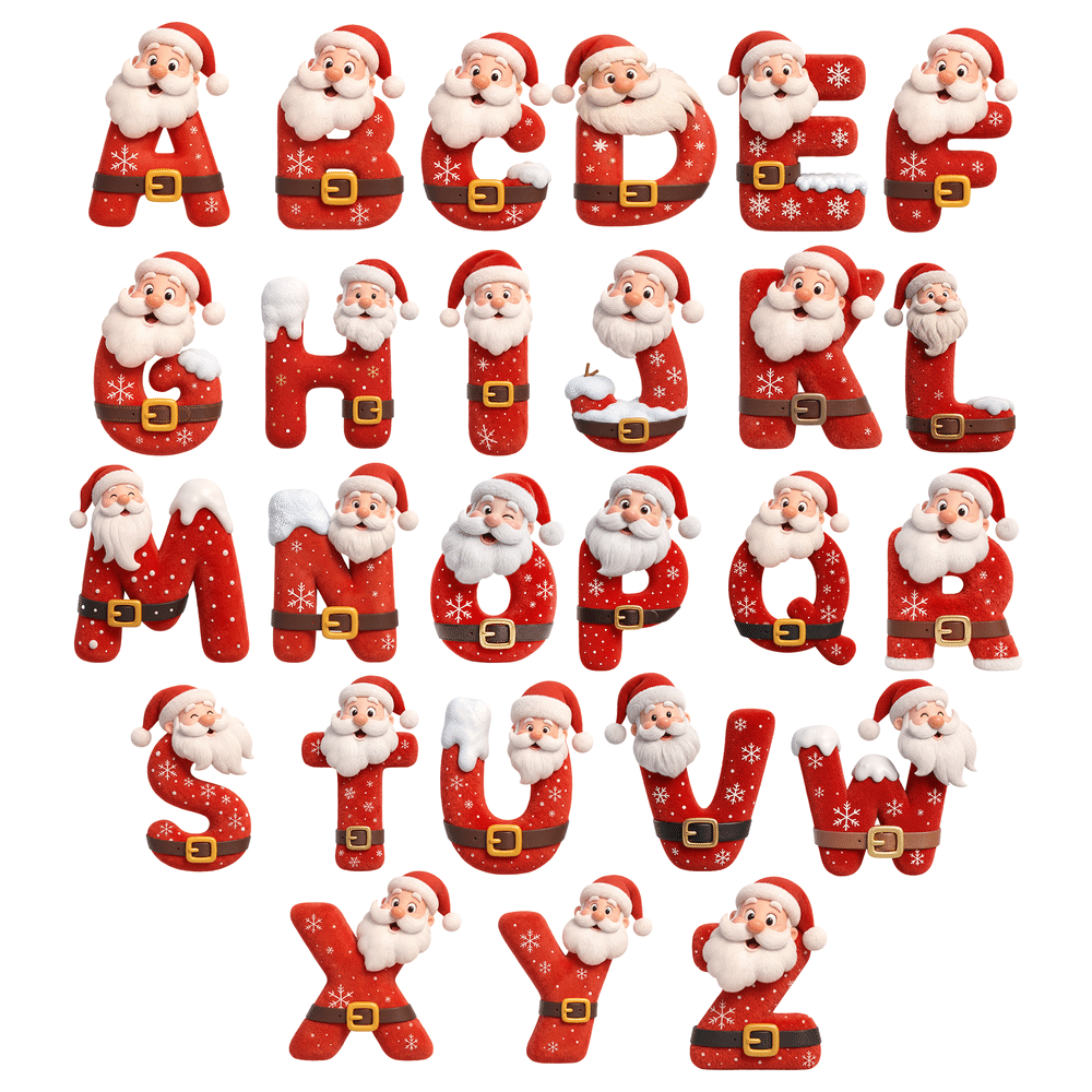 Personalised Santa Claus Initial Waterproof Square Round Stickers Labels with Name Gift Decor Christmas Party Gift for Kids Friends 8
