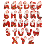 Personalised Santa Claus Initial Waterproof Square Round Stickers Labels with Name Gift Decor Christmas Party Gift for Kids Friends 8