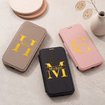 Gepersonaliseerd, minimalistisch, goudkleurig PU-leren telefoonhoesje met naam, magnetische ring en kaarthouder voor de iPhone – verjaardags- of kerstcadeau voor vrienden 2