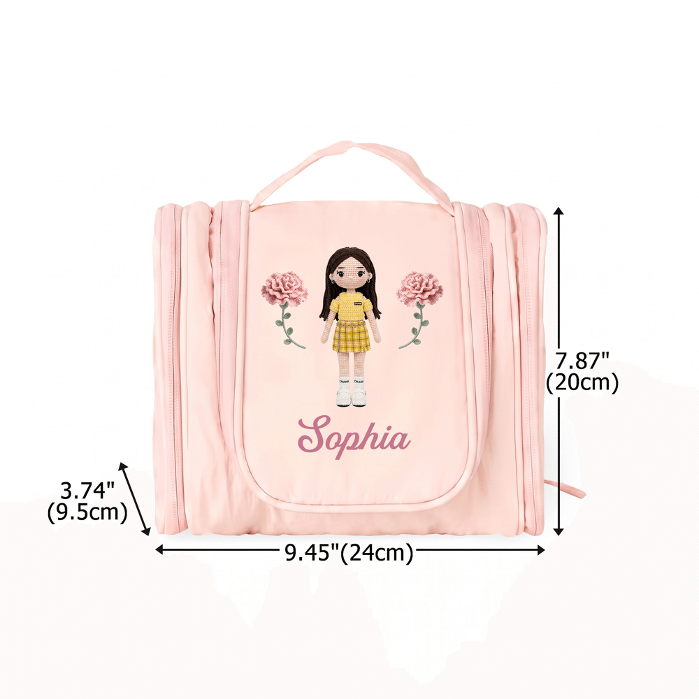 Personalized Crocheted Textured Design Cartoon Photo Birth Flower Crochet Storage Bag with Name Travel Birthday Gift for Crochet Enthusiasts 8