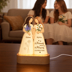 Personalized Birth Flower Faceless Human-Shaped Acrylic LED Night Light with Names and Base Anniversary Birthday Christmas Gift for Besties Sisters 3