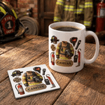 Personalised Firefighter Element Multicolour 11 oz 15 oz Ceramic Mug with Coaster and Name Fire Station Daily Use Birthday Gift for Firefighters 5