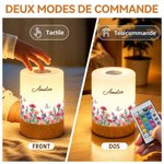 Veilleuse LED tactile personnalisée avec fleur de naissance et nom - Lumière changeable - Cadeau d'anniversaire pour les femmes la famille 4