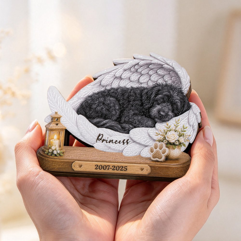 Personalised Angel Wings Paw Print Floral Pet Photo Wooden Plaque with Name and Date Home Decor Memorial Sympathy Gift for Pet Lovers Owners 4