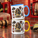 Personalised Firefighter Element Multicolour 11 oz 15 oz Ceramic Mug with Coaster and Name Fire Station Daily Use Birthday Gift for Firefighters 3