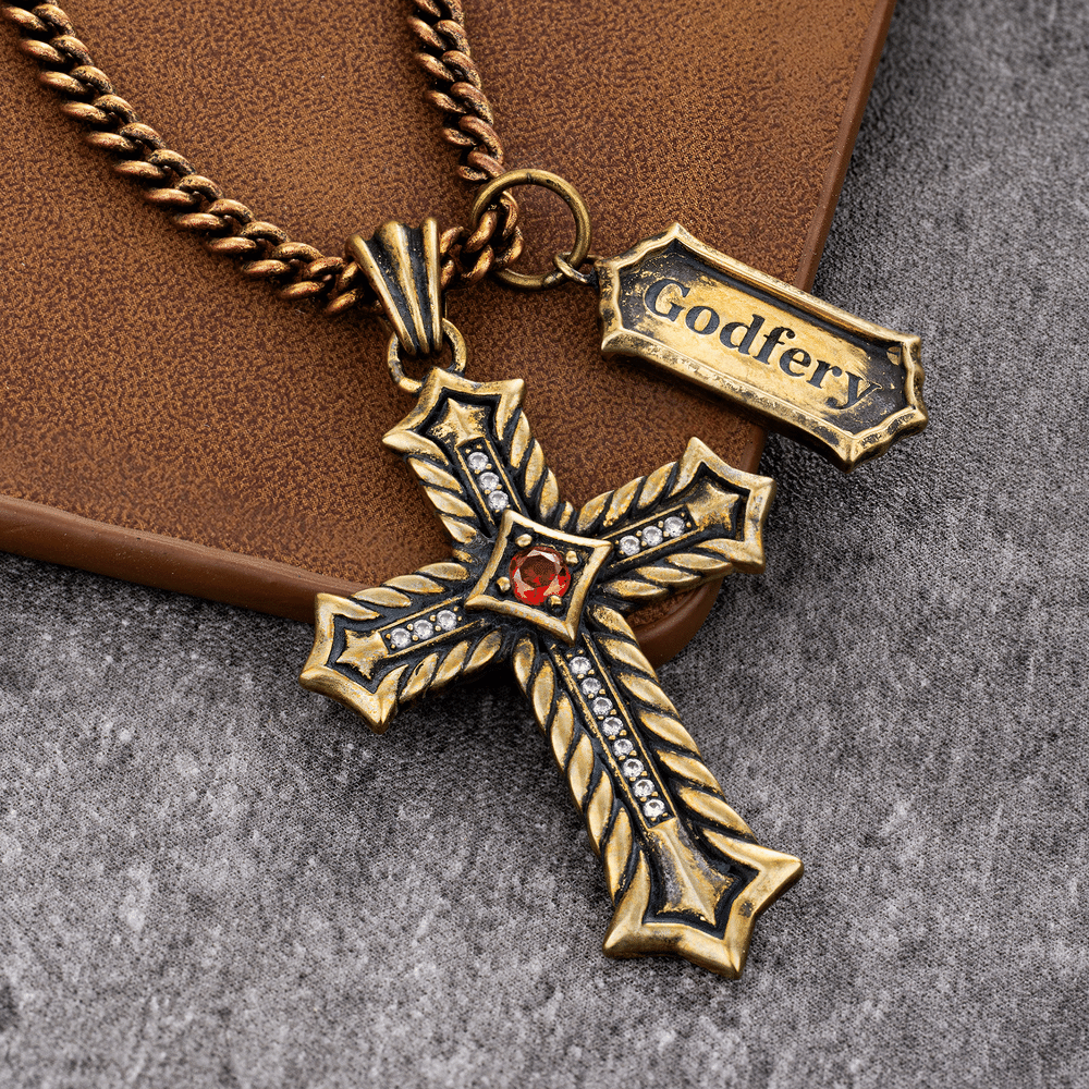 Collar personalizado de plata de ley con cruz, piedra natal y nombre: joya delicada para el día a día, regalo de cumpleaños para el marido, el padre u otro hombre 4