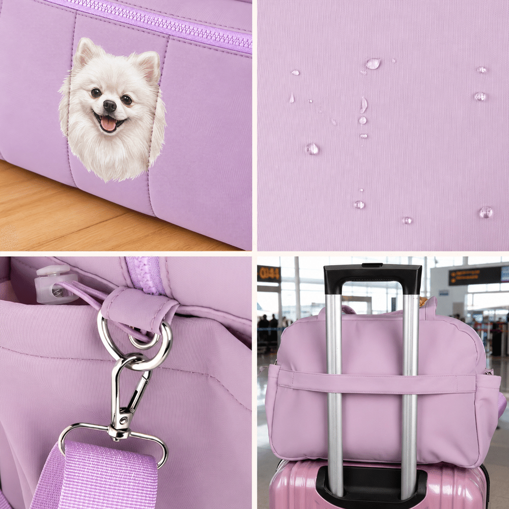 Personalised Oil Painting Art Pet Photo Multi-Compartment Large Travel Bag with Name Pet Boarding Christmas Gift for Pet Owner 9