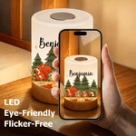 Lumina notturna ricaricabile personalizzata con animali della foresta, controllo touch e nome: decorazione per la cameretta, regalo di compleanno per bambini e bambine
