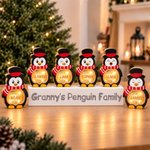 Personalized 1-14 Cartoon Penguin LED Light Wooden Christmas Ornament with Name and Text Christmas Gift for Family Kids 2