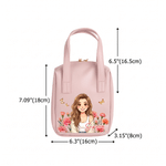 Personalised Birth Flower & Cartoon Character Photo PU Leather Makeup Bag with Name and Handle Daily Use Birthday Gift for Girls Women 10
