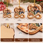 Ornamento in legno personalizzato con foto, a forma di cuore, effetto 3D, con rosa infinita, nome e anno dell'anniversario: regalo di Natale per coppia, coniugi, moglie