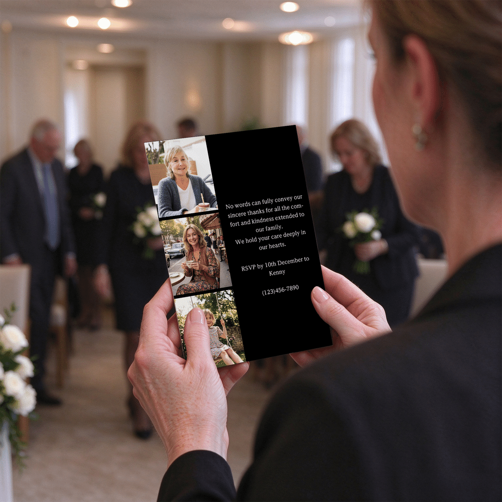 Personalized Celebration of Life Funeral Photos Invitation with Name and Text Minimalist Memorial Service Gift for Family Friends 3