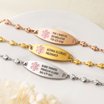 Personalized Medical Alert ID Bracelet with Engraved Medical Info Birthday Gift for Woman Diabetic Allergy Epilepsy Patient 3