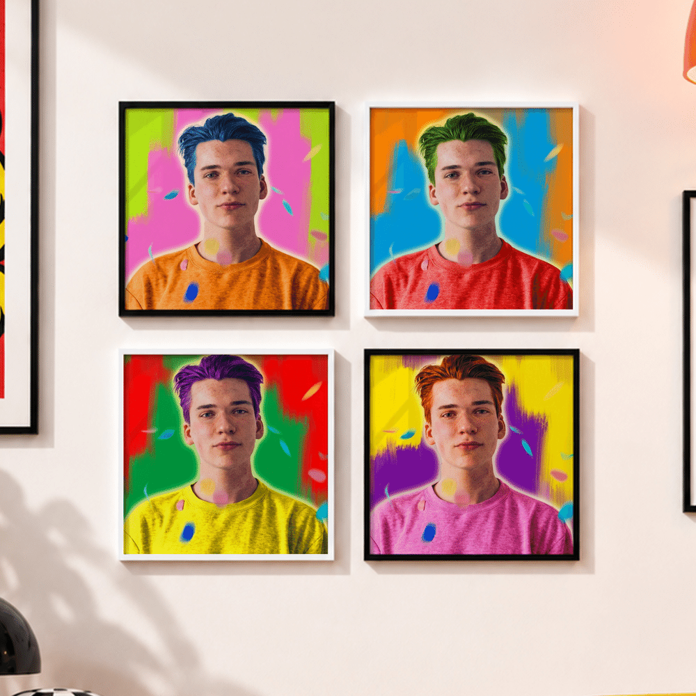 Personalized Pop Art Style Photo Four-Panel Canvas Wall Displays Canvas Set Home Decor Birthday Housewarming Gift for Family Friends 4