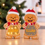 Personalized 1-14 Christmas Gingerbread Family LED Light Wooden Ornament with Name and Text Home Decor Christmas Gift for Family Grandma Mom 3