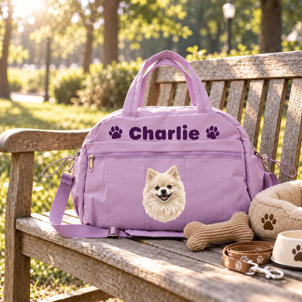 Personalised Oil Painting Art Pet Photo Multi-Compartment Large Travel Bag with Name Pet Boarding Christmas Gift for Pet Owner 3
