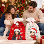 Personalized Christmas Hat Cartoon Character Photo Velvet Pom-Pom Santa Sack with Name Christmas Gift for Kid Friend 2