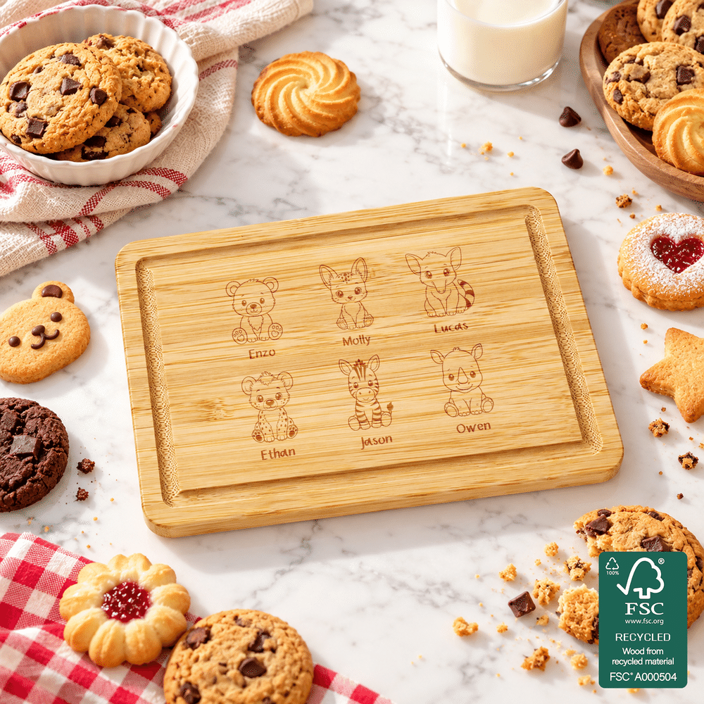 Personalized Eco-Friendly Cheese Board with Engraved Name and Animal Kids Use Birthday Christmas Gift for Kids Friends Family 6