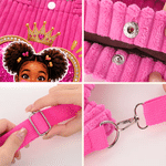 Bolso bandolera de pana personalizado con foto de un personaje de dibujos animados con purpurina y nombre: regalo de cumpleaños o Navidad para niñas 8