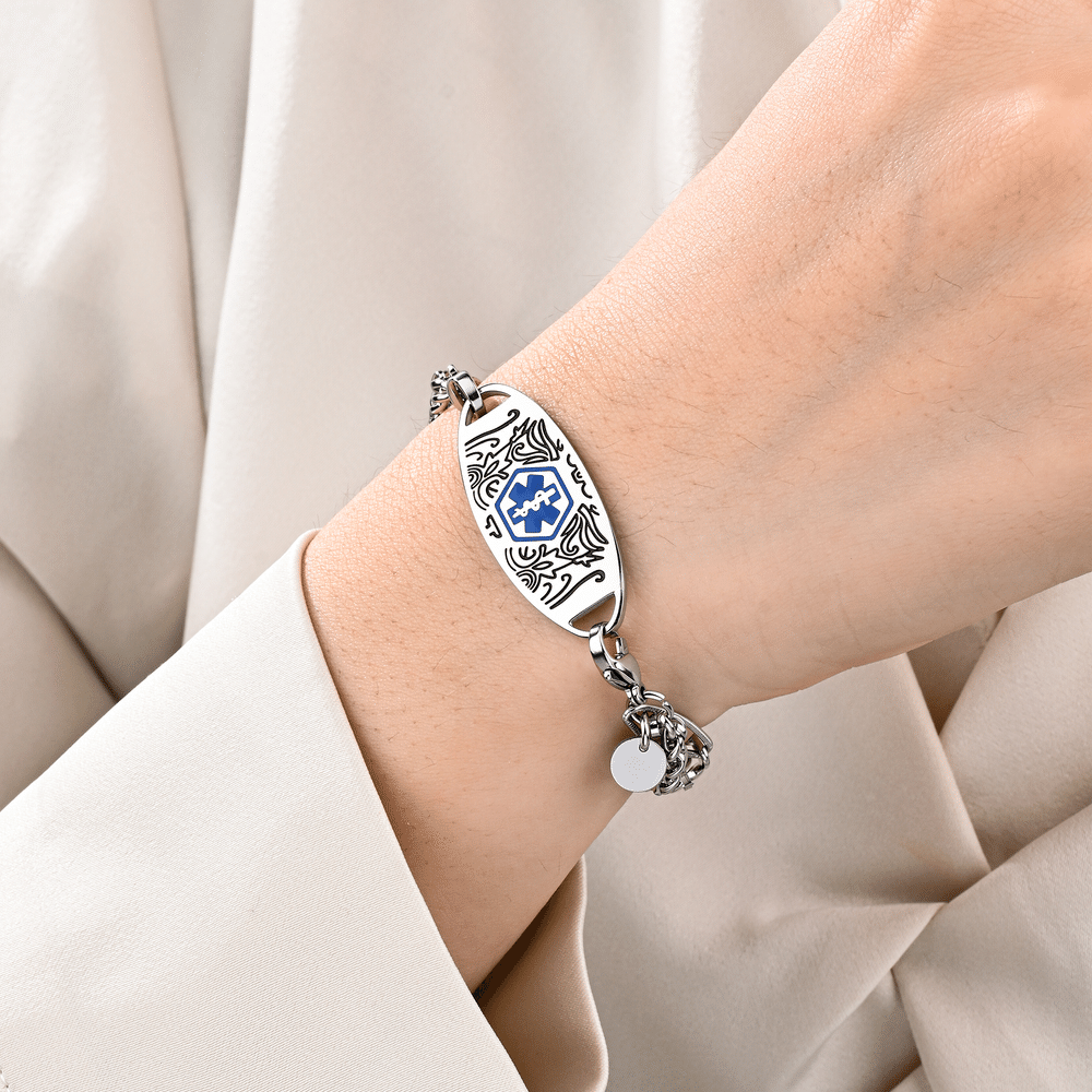 Personalised Star of Life Medical Alert ID Bracelet with Engraved Medical Information Birthday Gift for Diabetic Allergy Epilepsy 5