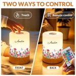 Personalised Birth Flower Dimmable Touch LED Night Light with Name and Remote Control Home Decor Birthday Gift for Family Friend Mum 4