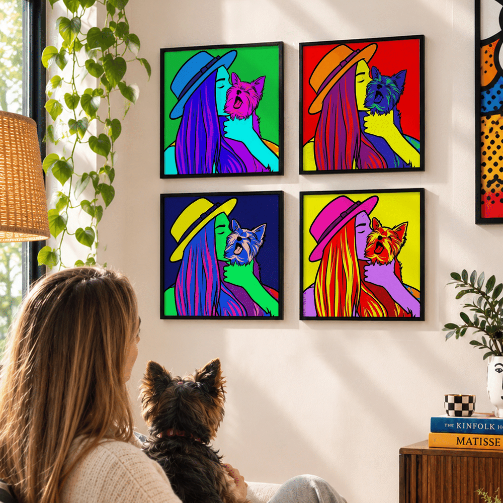 Personalized Pop Art Style Photo Four-Panel Canvas Wall Displays Canvas Set Home Decor Birthday Housewarming Gift for Family Friends 6