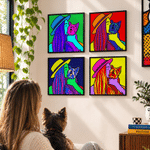 Personalized Pop Art Style Photo Four-Panel Canvas Wall Displays Canvas Set Home Decor Birthday Housewarming Gift for Family Friends 6