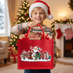 Personalized Cute Santa Claus Gingerbread Man Snowman Large Capacity Red Tote Bag with Name Christmas Party Gift for Kids Family Friends 5
