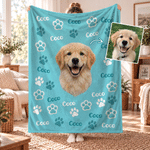 Personalized Paw Print Horseshoe Pet Photo Soft Throw Blanket with Name Home Decor Birthday Christmas Gift for Pet Lovers Owners Friends 1