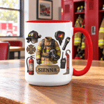 Personalised Firefighter Element Multicolour 11 oz 15 oz Ceramic Mug with Coaster and Name Fire Station Daily Use Birthday Gift for Firefighters 2