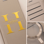 Gepersonaliseerd, minimalistisch, goudkleurig PU-leren telefoonhoesje met naam, magnetische ring en kaarthouder voor de iPhone – verjaardags- of kerstcadeau voor vrienden 5