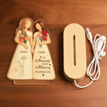 Personalized Birth Flower Faceless Human-Shaped Acrylic LED Night Light with Names and Base Anniversary Birthday Christmas Gift for Besties Sisters 6